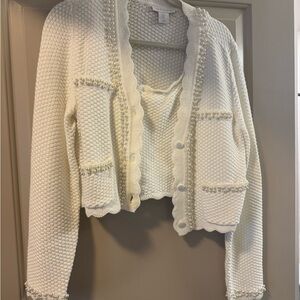 House of Harlow 1960 Cream Cardigan Set